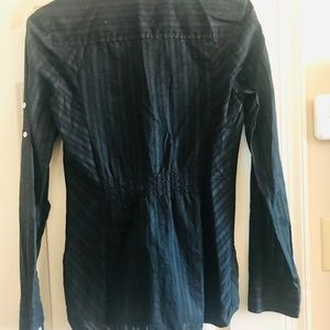 Cotton sheer black long sleeve blouse